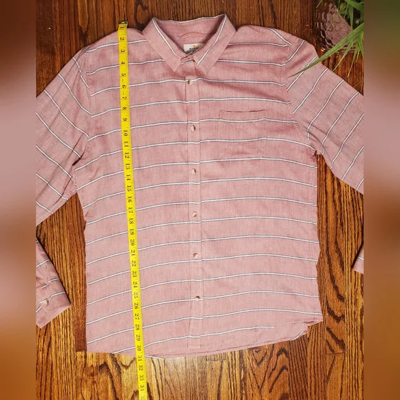 Marine Layer Men's Alemany Long Sleeve Button Up Striped Coral Pink Shirt Sz XL - Picture 5 of 8